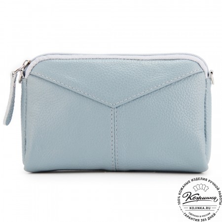 Кожаный клатч "Марта" (голубой)